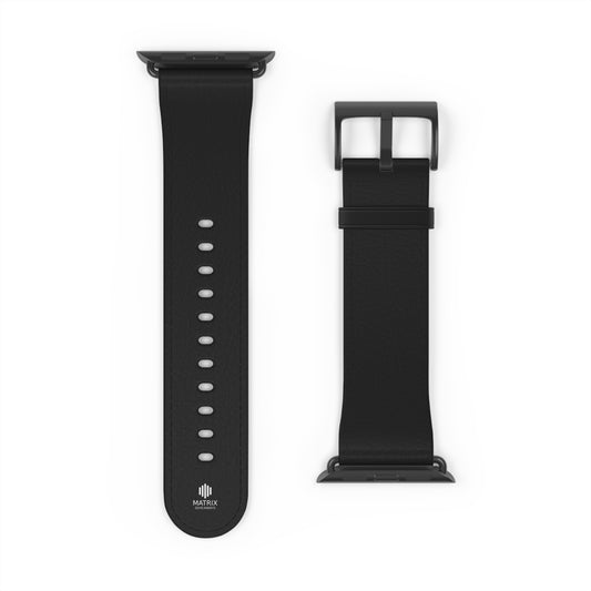 Classic Black Leather Watch Band — Durable Replacement Strap for Smartwatches