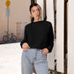 Cropped Fleece Pullover — Minimalist Soundwave Logo Women's Sweatshirt
