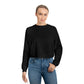 Cropped Fleece Pullover — Minimalist Soundwave Logo Women's Sweatshirt