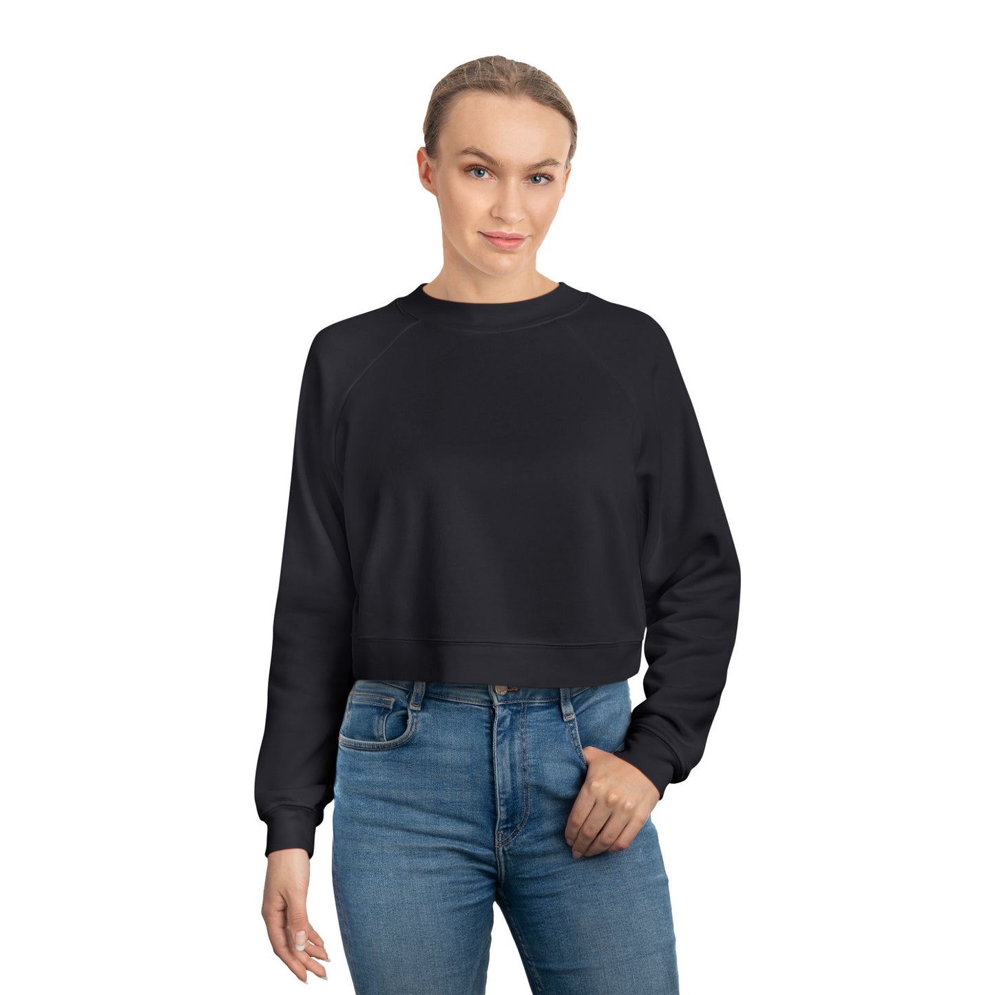 Cropped Fleece Pullover — Minimalist Soundwave Logo Women's Sweatshirt