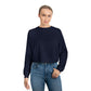 Cropped Fleece Pullover — Minimalist Soundwave Logo Women's Sweatshirt