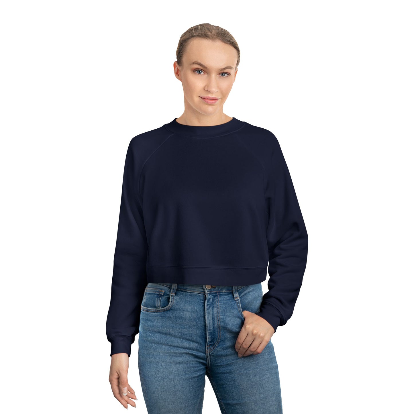 Cropped Fleece Pullover — Minimalist Soundwave Logo Women's Sweatshirt
