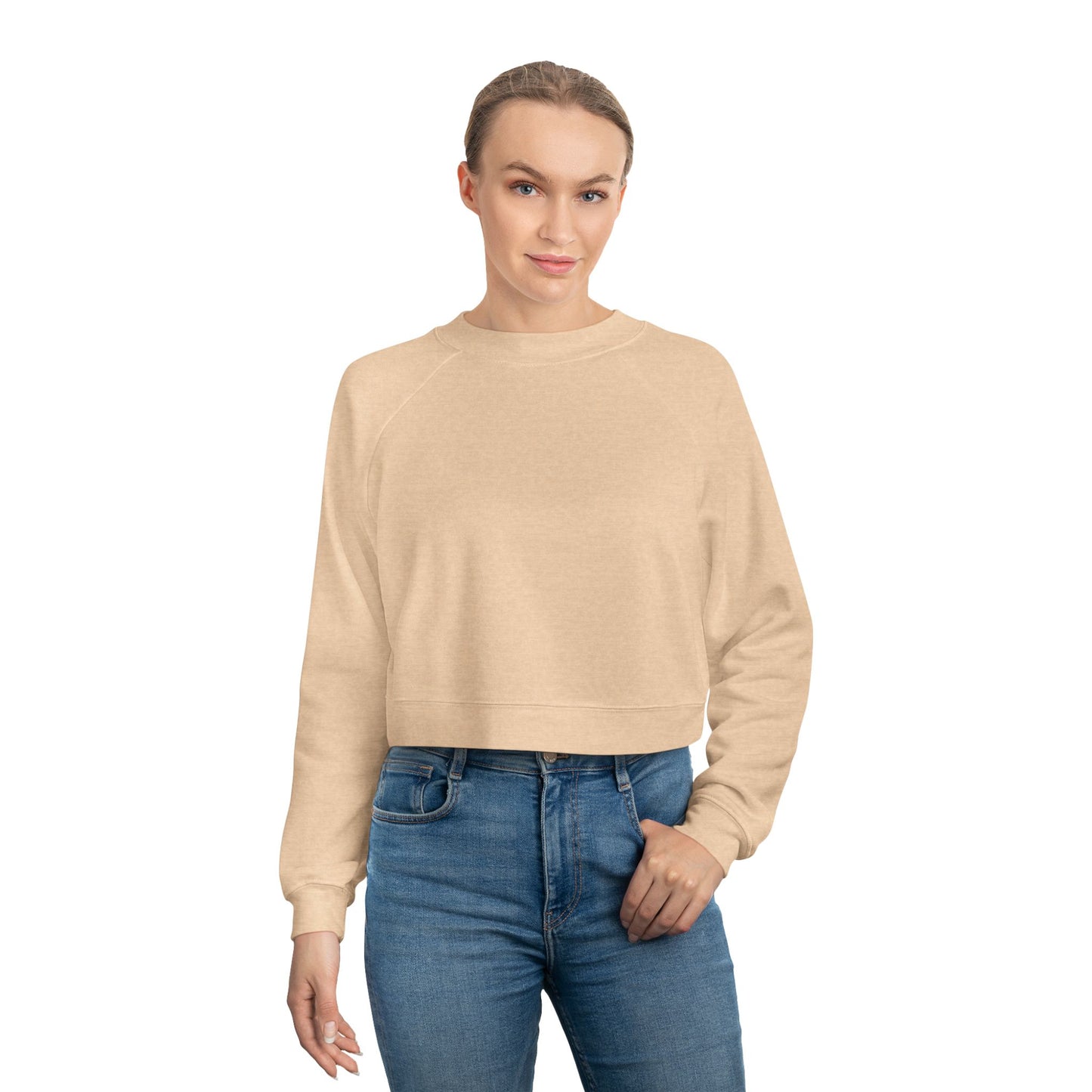 Cropped Fleece Pullover — Minimalist Soundwave Logo Women's Sweatshirt