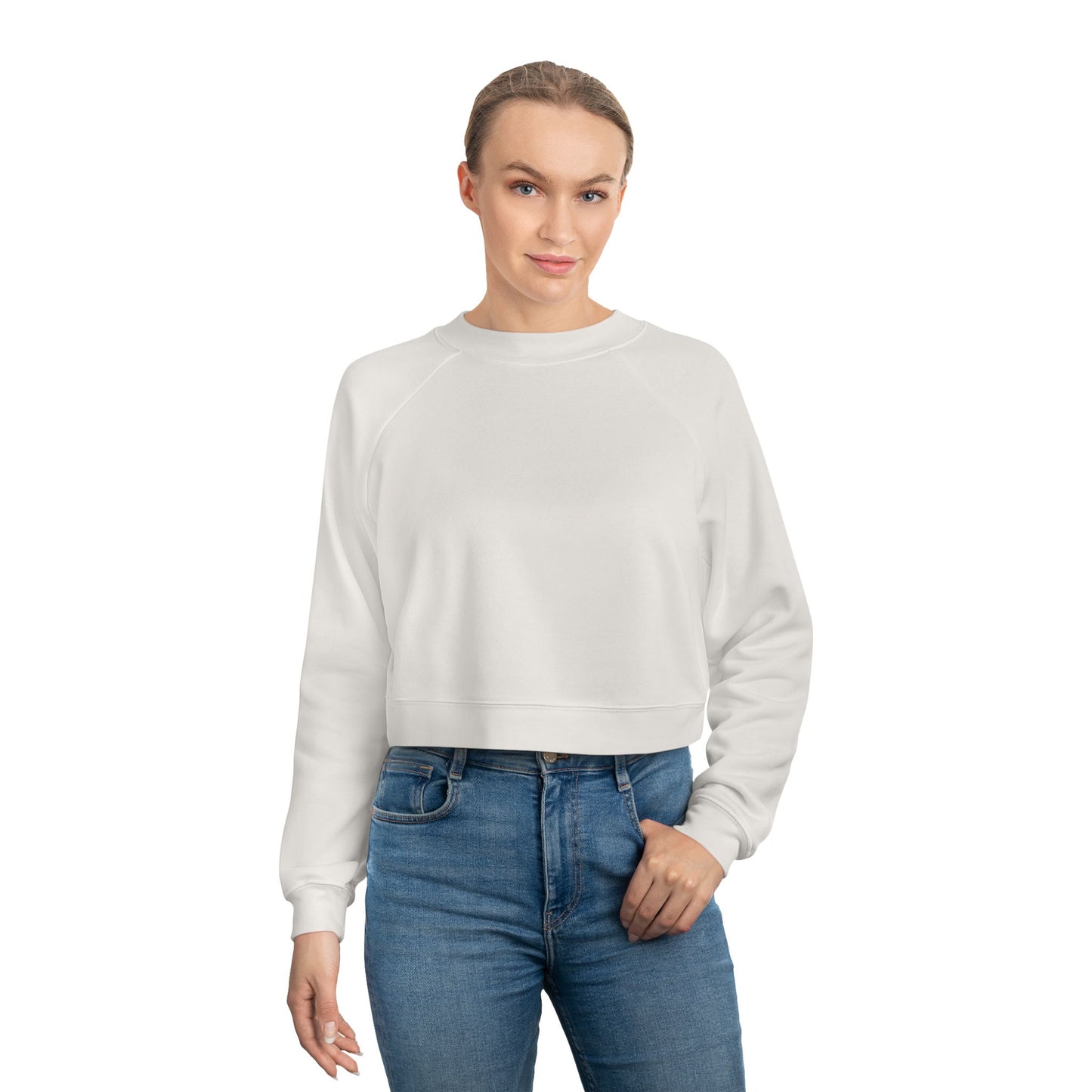 Cropped Fleece Pullover — Minimalist Soundwave Logo Women's Sweatshirt