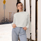 Cropped Fleece Pullover — Minimalist Soundwave Logo Women's Sweatshirt