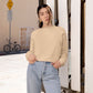 Cropped Fleece Pullover — Minimalist Soundwave Logo Women's Sweatshirt